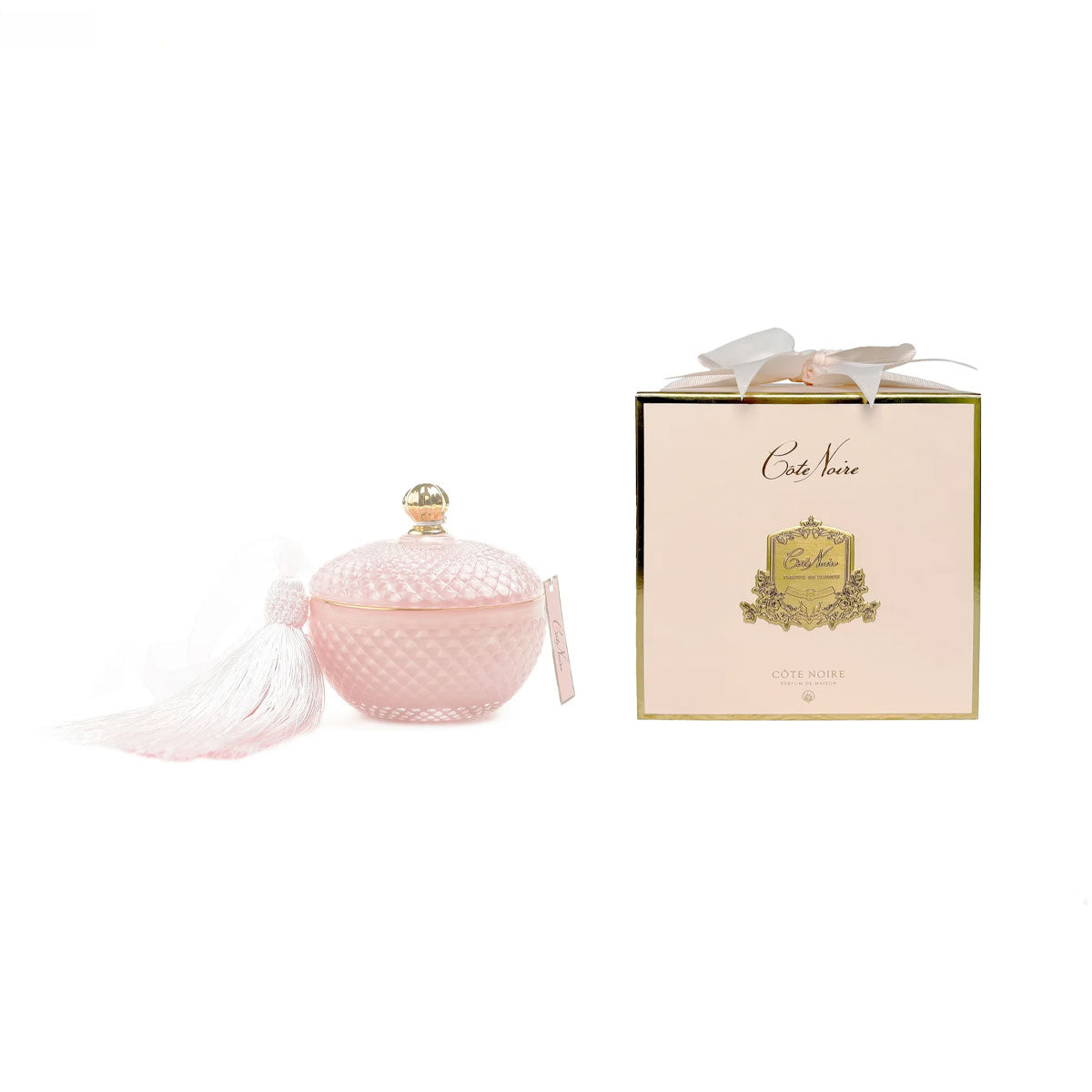 Round Art Deco Candle - Pink & Gold - Pink Champagne 300g