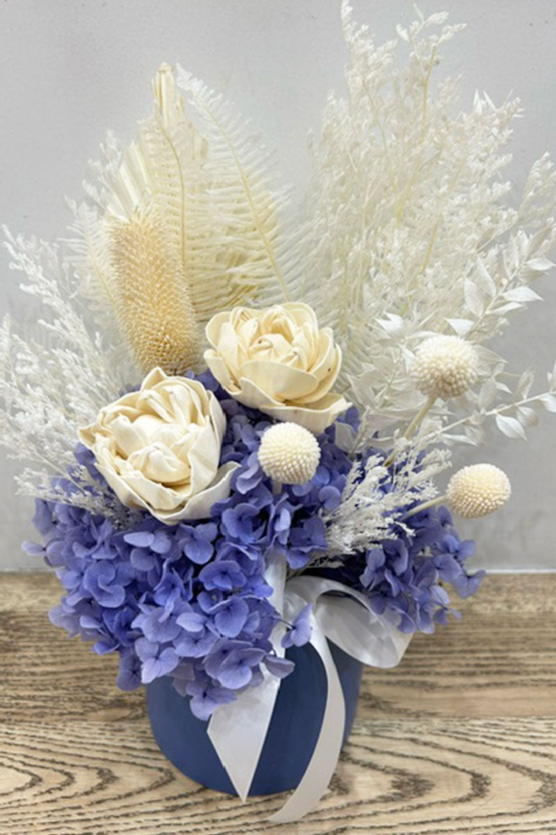 Devine Jacaranda & White Preserved Arrangement