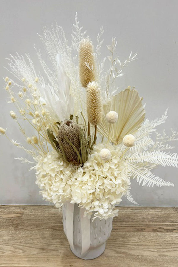Natural & White Dried & Preserved Arrangement