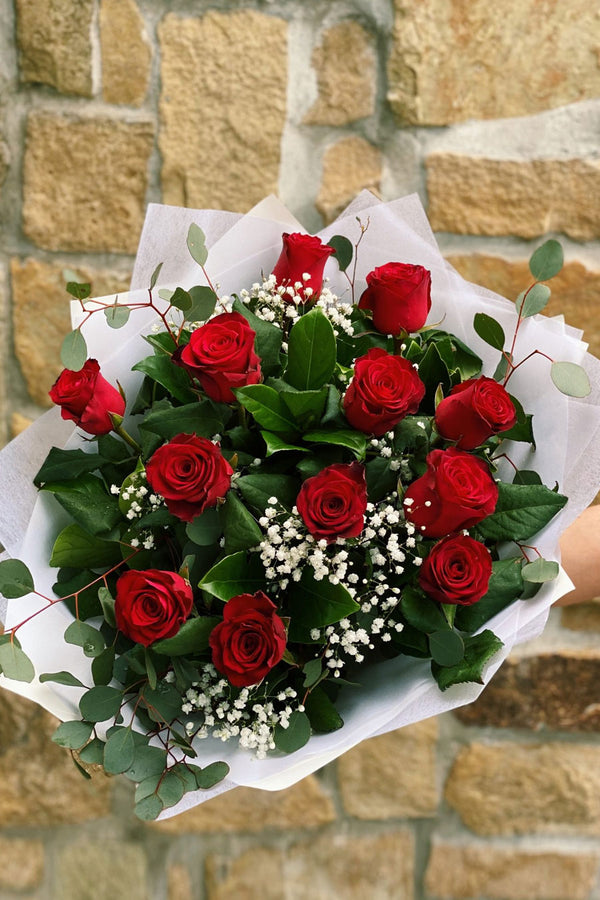 Dozen Long Stem Red Rose Bouquet
