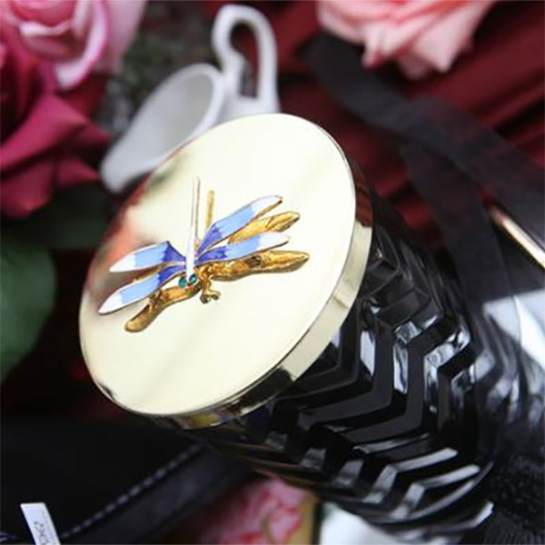 Herringbone Candle With Scarf Eau De Vie - Navy & Dragonfly Lid